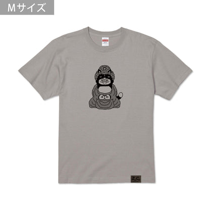 【 ご予約商品 】 鎌倉ねこサロン×ZUCO ASOBI  大仏ネコおっさんのTシャツ（ライトグレー）