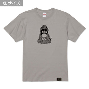 【 ご予約商品 】 鎌倉ねこサロン×ZUCO ASOBI  大仏ネコおっさんのTシャツ（ライトグレー）