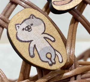 ★おふとんからでないねこ。　木製いねむりにゃんこマグネット